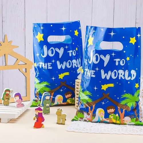 Miniatura 6 de Spiareal 25 piezas de bolsas de regalo de Navidad con tema de Nacimiento cristiano, bolsas de regalo religiosas con asa, al por mayor para recuerdos