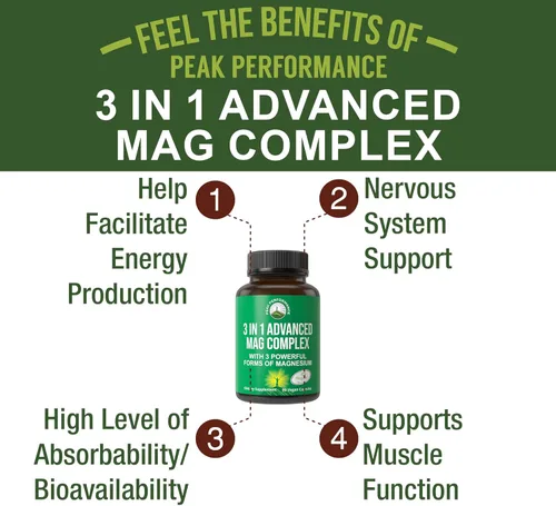 Miniatura 2 de 3 en 1 cápsulas avanzadas de Magteína Magnesio Complejo con L-treonato, glicinato y taurinato de magnesio clínicamente probados. Alta absorción