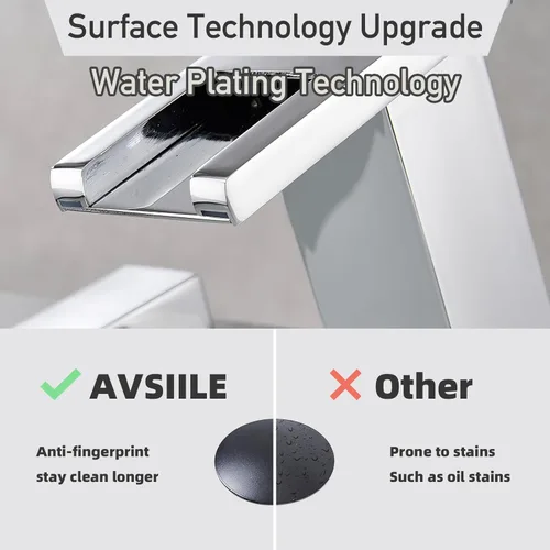 Miniatura 4 de AVSIILE Grifo de Baño LED de 3 Orificios, Grifos de Baño de Cascada Cromados, Grifo de Lavabo de Baño Moderno de 8 Pulgadas de Separación Amplia