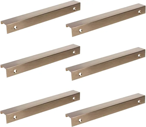 Miniatura 6 de Tiradores negros de 3.94 pulgadas para gabinete, 6 unidades, espacio entre agujeros de 2.52 pulgadas, tiradores de borde de aleación de aluminio