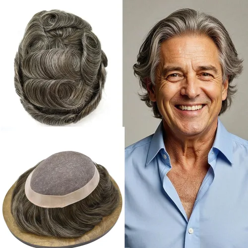 Miniatura 99 de Mens Toupee Hair Piece For Men Fine Mono Men Hair System Toupee For Men Hair Piece Real Human Hair System For Men Protesis Capilar Para Hombre 6x9