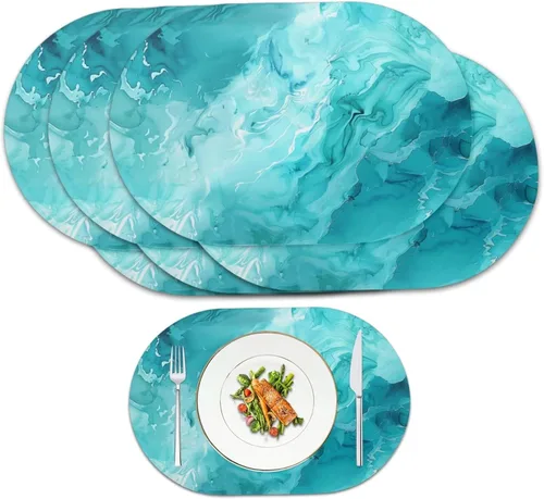 Miniatura 17 de Pumpkin Placemats Oval Placemats Set of 2 Black Cat Table Mats for Dining Tables Washable Heat Resistant Place Mats for Holiday Party Use 12X18 Inch
