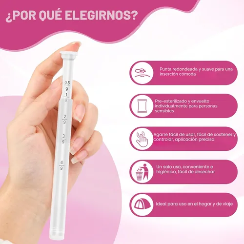 Miniatura 8 de Paquete de 100 aplicadores de supositorios vaginales desechables para mujeres, se adapta a la mayoría de lubricantes, cremas, geles, píldoras