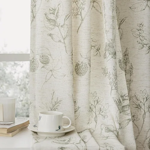 Miniatura 22 de FMFUNCTEX Cortinas de Nivel de Cocina Verde y Blanco de 24 Pulgadas de Largo con Estampado de Flores, Cortinas de Media Ventana para Baño