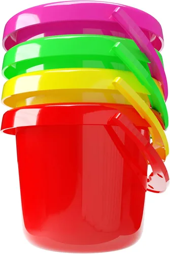 Miniatura 5 de The Dreidel Company Mini juegos para el día de la playa (paquete de 12) cubo de arena de 3.25 pulgadas, la caja incluye cubo, pala, rastrillo