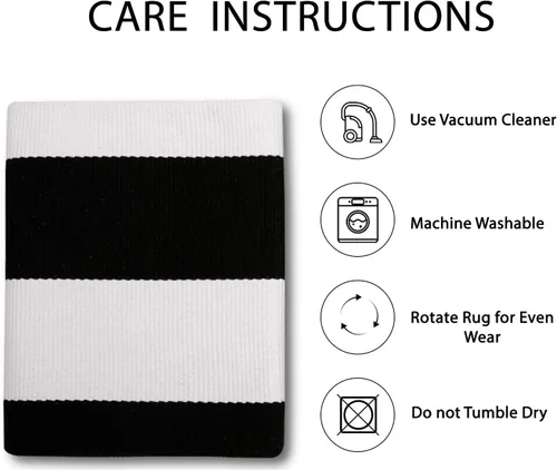Miniatura 5 de IOHOUZE Alfombra a Rayas Blanco y Negro - 2x4.3 Tapetes para Puerta Delantera Exterior, Alfombra Lavable para Decoración de Porche Delantero, negro