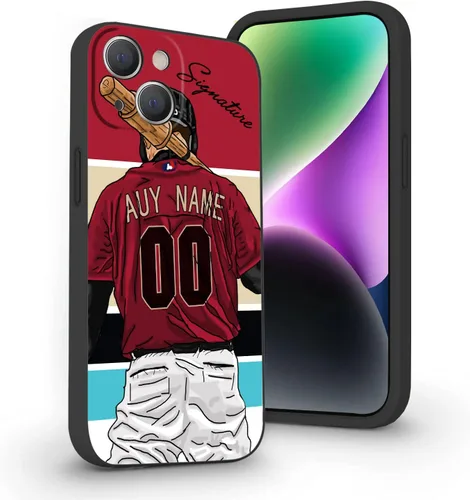 Miniatura 22 de Estuche de Béisbol Personalizado con Nombre y Número de Liquid Silicone para iPhone 17 Air 16 15 Pro Max 14 13 Mini 12 11 Xs Xr SE3 8 7 6 Plus