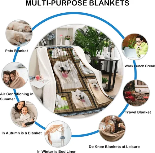 Miniatura 7 de Samoyed - Manta para mujeres, hombres y niños, regalos para amantes de los perros, manta de franela suave, acogedora, ligera y cálida para Samoyedo
