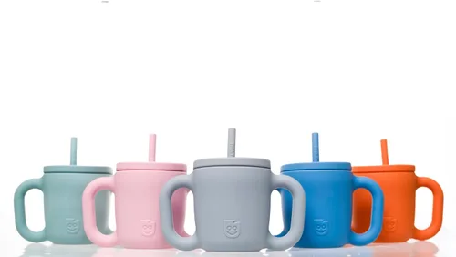 Miniatura 9 de TalkTools ITSY - Taza de entrenamiento de silicona para bebé, taza pequeña con popote para bebé, antifugas, a prueba de derrames y sin BPA