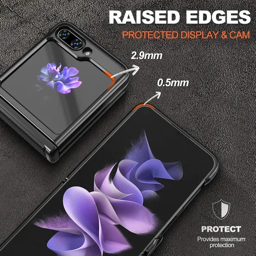 Miniatura 5 de Funda para Samsung Galaxy Z Flip 5 5G con protección de bisagra, cubierta de cámara deslizante resistente militar para caídas, soporte magnético