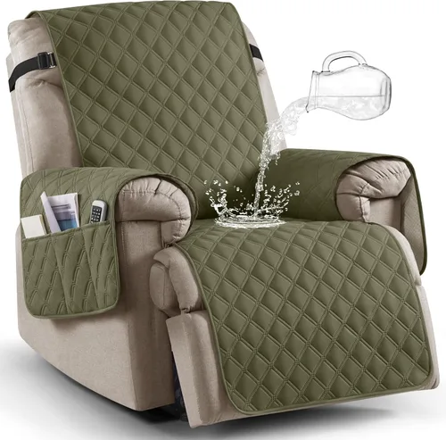Miniatura 22 de Ruaozz Funda para Silla Reclinable 100% Impermeable Antideslizante de Tamaño Grande Funda Reclinable para Silla Reclinable Grande Funda de Asiento