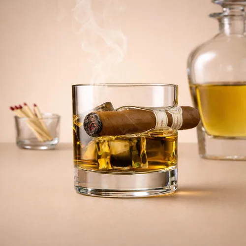 Miniatura 2 de Godinger Regalos para hombres, Vaso de whisky para cigarro, Vasos de whisky Old Fashioned con reposo de cigarro con hendidura, Regalos para papá