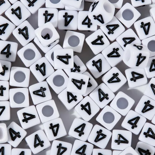 Miniatura 20 de 1400 cuentas redondas blancas y negras para pulseras, cuentas digitales de símbolo matemático del 0 al 9, juego de cuentas acrílicas de número