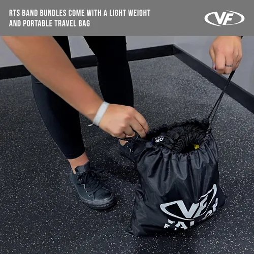 Miniatura 4 de Valor Fitness Bandas de resistencia – 5 libras a 25 libras – Mosquetones adjuntos y 2 bandas por opción de peso con asas – Funda cubierta