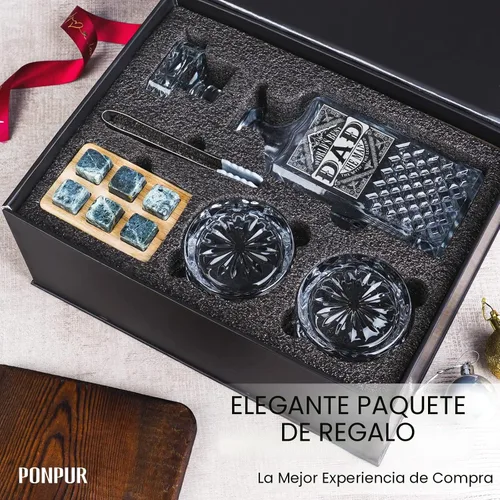 Miniatura 2 de PONPUR Regalos para hombres y papá, rellenos de calcetines, juego de decantador de whisky con 2 vasos, regalo único y genial de cumpleaños para papá