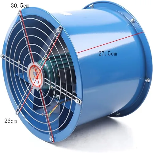 Miniatura 4 de Ventilador de tubo cilíndrico de 10 pulgadas y 110 V, ventiladores de escape axiales portátiles de tubo de 180 W, ventilador de tubo axial