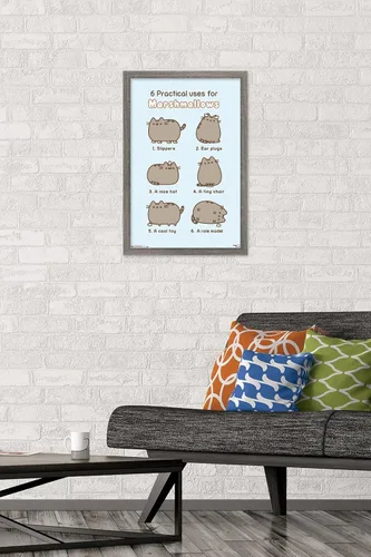 Miniatura 2 de Trends International Pusheen - Póster de pared de malvavisco, 14.725 x 22.375 pulgadas, versión enmarcada de madera de granero