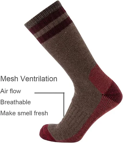 Miniatura 4 de Cerebro Calcetines de lana merino para hombre, calcetines acolchados a media pantorrilla que absorben la humedad, calcetines de senderismo