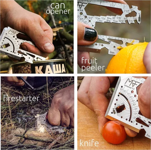 Miniatura 6 de Universal 3.0-60+ Tools - Multiherramienta para tarjetas de crédito con cuchillo, billetera de titanio con regla, abrebotellas y latas para EDC