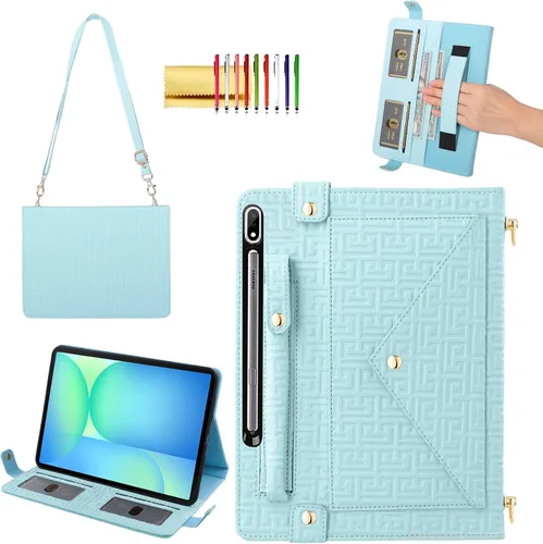 Miniatura 27 de Bolso Funda para Samsung Galaxy Tab S10 FE/S9 FE 10.9"/S9/S8/S7 11", Techcircle Folio con Soporte Cruzado, Billetera con Ranura para Lápiz S Pen