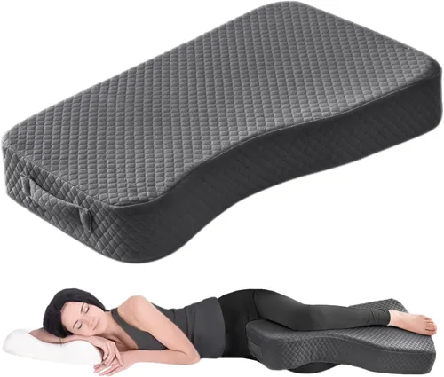 Almohada de piernas para dormir de lado, almohada de rodilla de espuma viscoelástica para dormir de lado, almohada de elevación de piernas para Gris