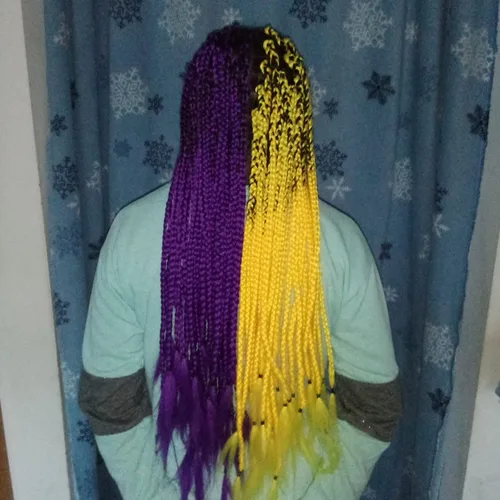 Miniatura 6 de Extensiones de cabello trenzado de color amarillo jumbo, trenzas gigantes para trenzas de caja trenzada, cabello de fibra sintética de alta calidad