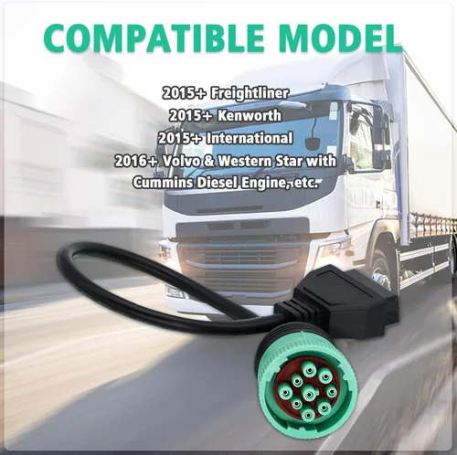 Miniatura 3 de Cable adaptador OBD2 de 9 pines a 16 pines para camiones pesados y vehículos comerciales, tipo 2 verde J1939 conector de diagnóstico Plug Trabajo