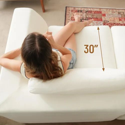 Miniatura 8 de Luxanimarion Sofá modular sin hueso de 115 pulgadas, asiento profundo en forma de L con otomana, sofá modular convertible de 4 plazas tapizado