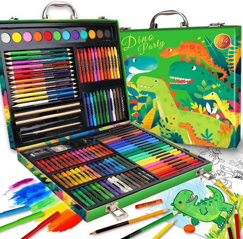 Miniatura 11 de Cokiki Kit de arte de 184 piezas para niños de 6 a 12 años, juego de dibujo definitivo con pasteles al óleo, crayones, pasteles de acuarela y bloc