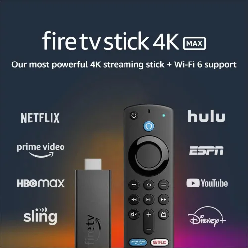 Dispositivo de streaming Amazon Fire TV Stick 4K Max con Wi-Fi 6 y control remoto por voz Alexa (incluye controles para la televisión)