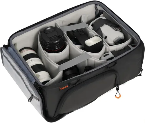 Miniatura 9 de TARION - Bolsa acolchada para cámara con marco protector DSLR interior organizador Se adapta a 1 cámara y 2 lentes: tapa extraíble compatible