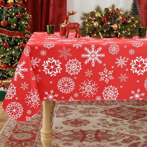 Miniatura 35 de misaya Mantel rectangular de vinilo impermeable, mantel lavable con reverso de franela, mantel de plástico para cena, picnic, interior y exterior