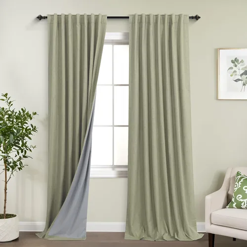 Miniatura 86 de KOUFALL - Cortinas de medio estilo francés de lino para ventana, juego de 2 cortinas cortas de 40 pulgadas de longitud, para privacidad, cortinas