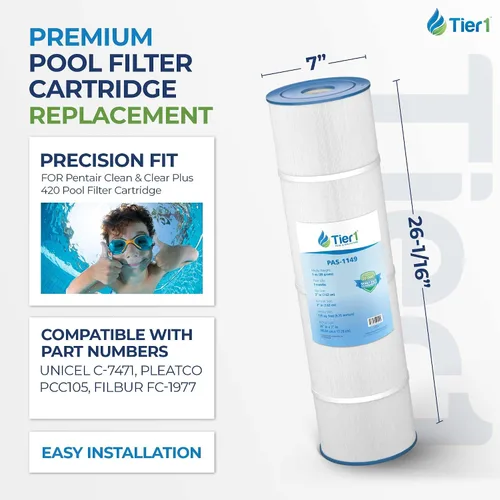 Miniatura 2 de Tier1 Cartucho de filtro para piscina y spa Reemplazo para Pentair Clean & Clear Plus 420, 178584, Unicel C-7471, FC-1977, Pleatco PCC105 y más