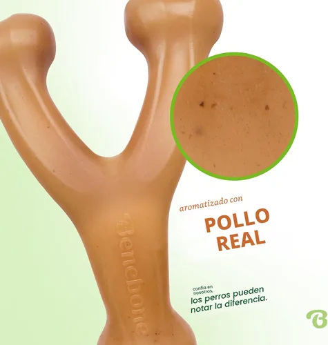 Miniatura 2 de Benebone Wishbone - Juguete masticable duradero para perros para masticadores agresivos, fabricado en Estados Unidos, grande, sabor a pollo real