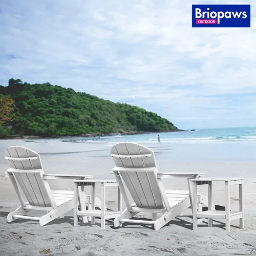 Miniatura 5 de Briopaws Otomana Adirondack plegable, silla Adirondack de polietileno de alta densidad resistente a la intemperie, reposapiés de plástico para Blanco