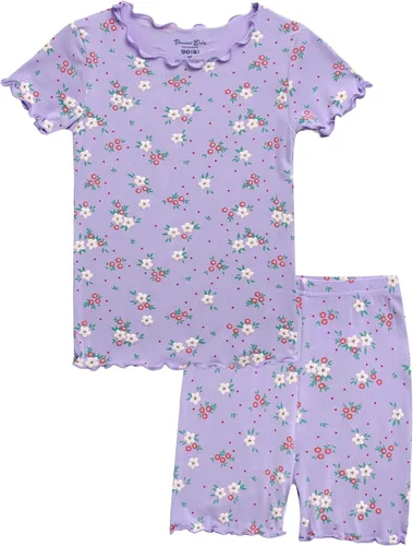 VAENAIT BABY - Pijama de viscosa para niñas y niños pequeños de 6 a 12 meses, 2 piezas, camiseta y shorts, tela fresca, drapeada y suave para verano