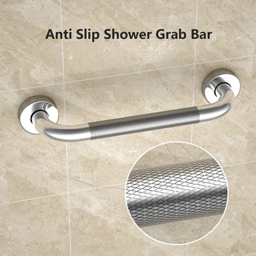 Miniatura 3 de Barras de agarre de ducha de 16 pulgadas para bañeras, paquete de 2 barras de agarre de baño de acero inoxidable, riel de seguridad moleteado