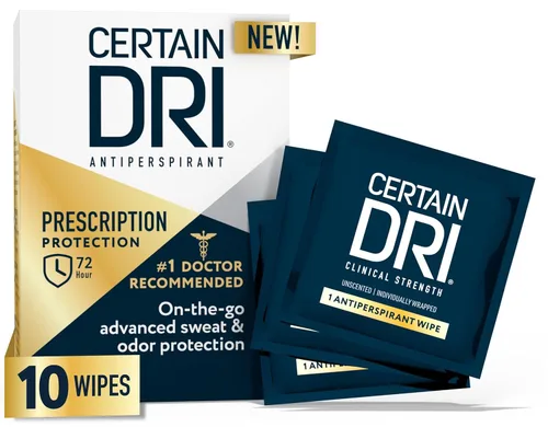 Certain Dri Toallitas antitranspirantes para sudoración excesiva e hiperhidrosis – 72 horas de fuerza clínica protección contra olores y