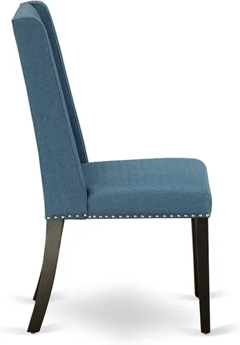 Miniatura 10 de East West Furniture DLFL3-ABK-21 - Juego de mesa de comedor de 3 piezas contiene una mesa de cocina redonda con gotas y 2 sillas de comedor Parsons