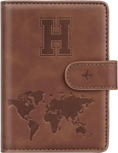 Miniatura 10 de Funda para Pasaporte Personalizada con Letra de la A a la Z, Billetera de Viaje con Bloqueo RFID, Funda para Pasaporte, Estuche para Pasaporte