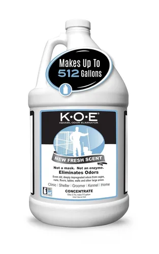 Odorcide K.O.E. Concentrado eliminador de olores frescos – Para olores fuertes en jaulas, suelo y más – No enzimático para el hogar y la perrera –