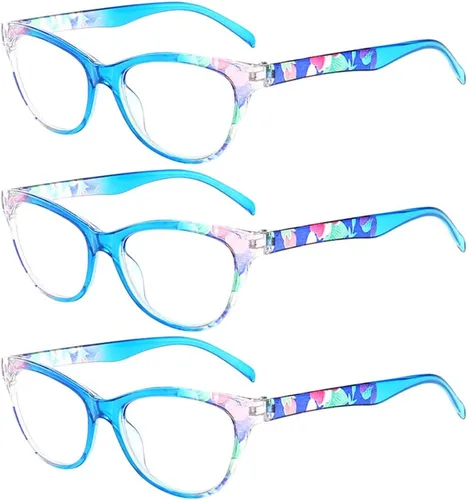 Gafas de lectura (3 unidades), diseño vintage, diseño floral, lentes de lectura para mujeres y hombres, unisex
