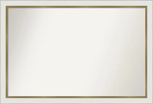Miniatura 109 de Amanti Art Espejo de baño blanco para sobre el fregadero, 30 x 35 pulgadas, espejo de tocador rectangular estrecho de Eva de oro blanco, marco