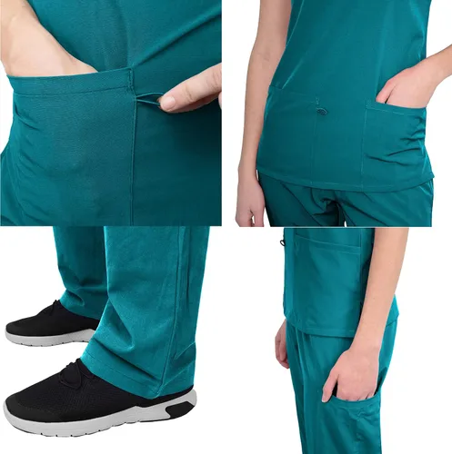 Miniatura 5 de Conjunto médico de enfermería GT 4FLEX con cuello en V y pantalón, verde azulado