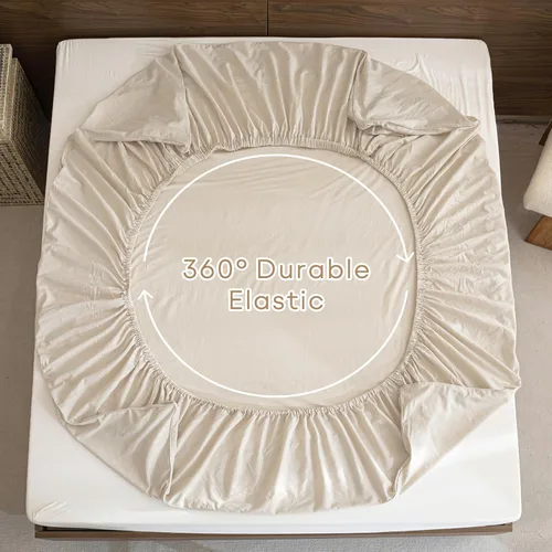 Miniatura 6 de QSH Juego de sábanas de algodón 100% Queen, sábanas con volantes de trigo para granja, ropa de cama vintage chic shabby 3 piezas, juego de cama