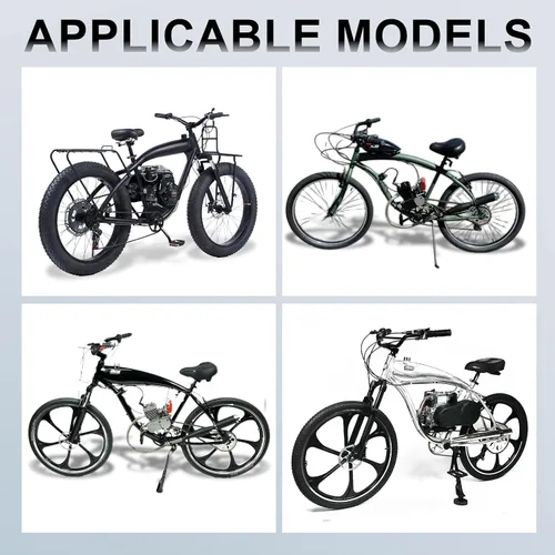 Miniatura 5 de Tubo de escape negro de 1.575 in para bicicleta motorizada de 49 cc, 50 cc, 60 cc, 66 cc, 80 cc, 2 tiempos