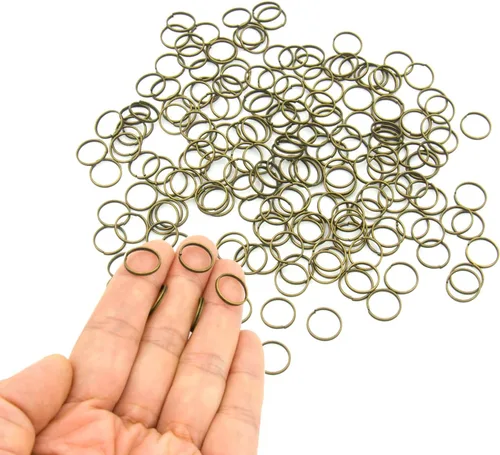 Miniatura 21 de 200 piezas de mini anillo de salto dividido de 0.394 pulgadas con doble bucles, pequeños anillos redondos de metal negro, conectores para hacer