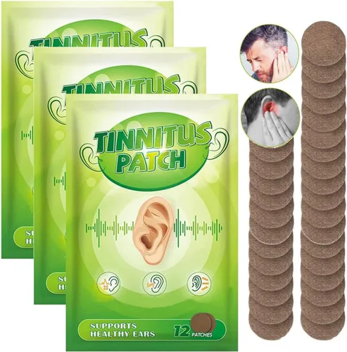 Parches de tinnitus para zumbido de oídos, fórmula natural para dolores de oídos (36 parches)