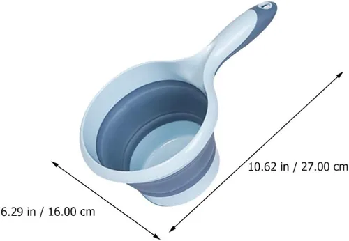 Miniatura 7 de Yardwe Cucharón de agua plegable con mango largo, cuchara de agua plegable portátil con gancho para colgar de 10.62 pulgadas, para uso doméstico